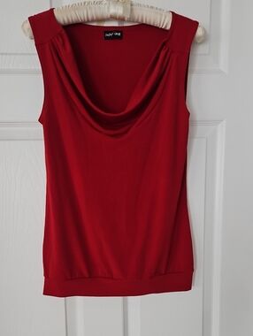 paper doll Red Sleeveless Cowl Neck Top